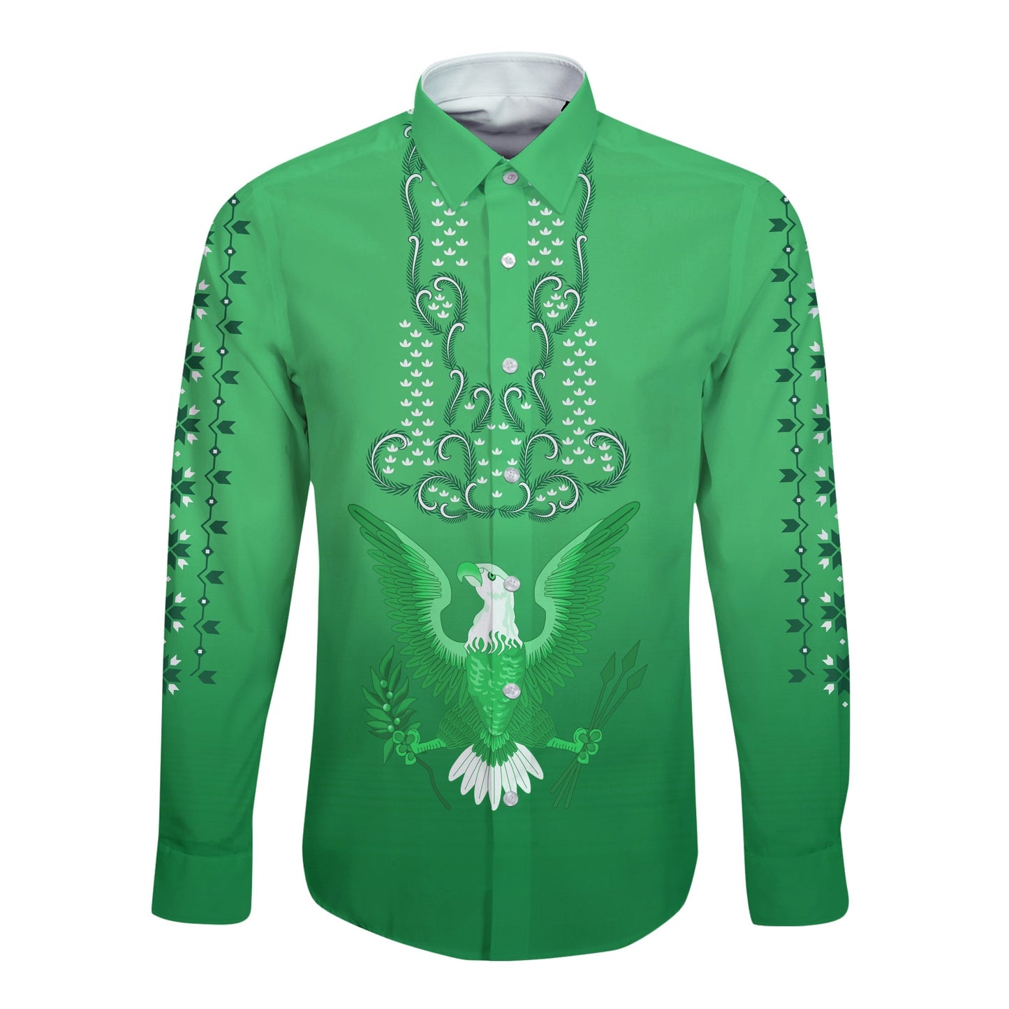 Philippines Long Sleeve Button Shirt Sun Filipino Green Barong