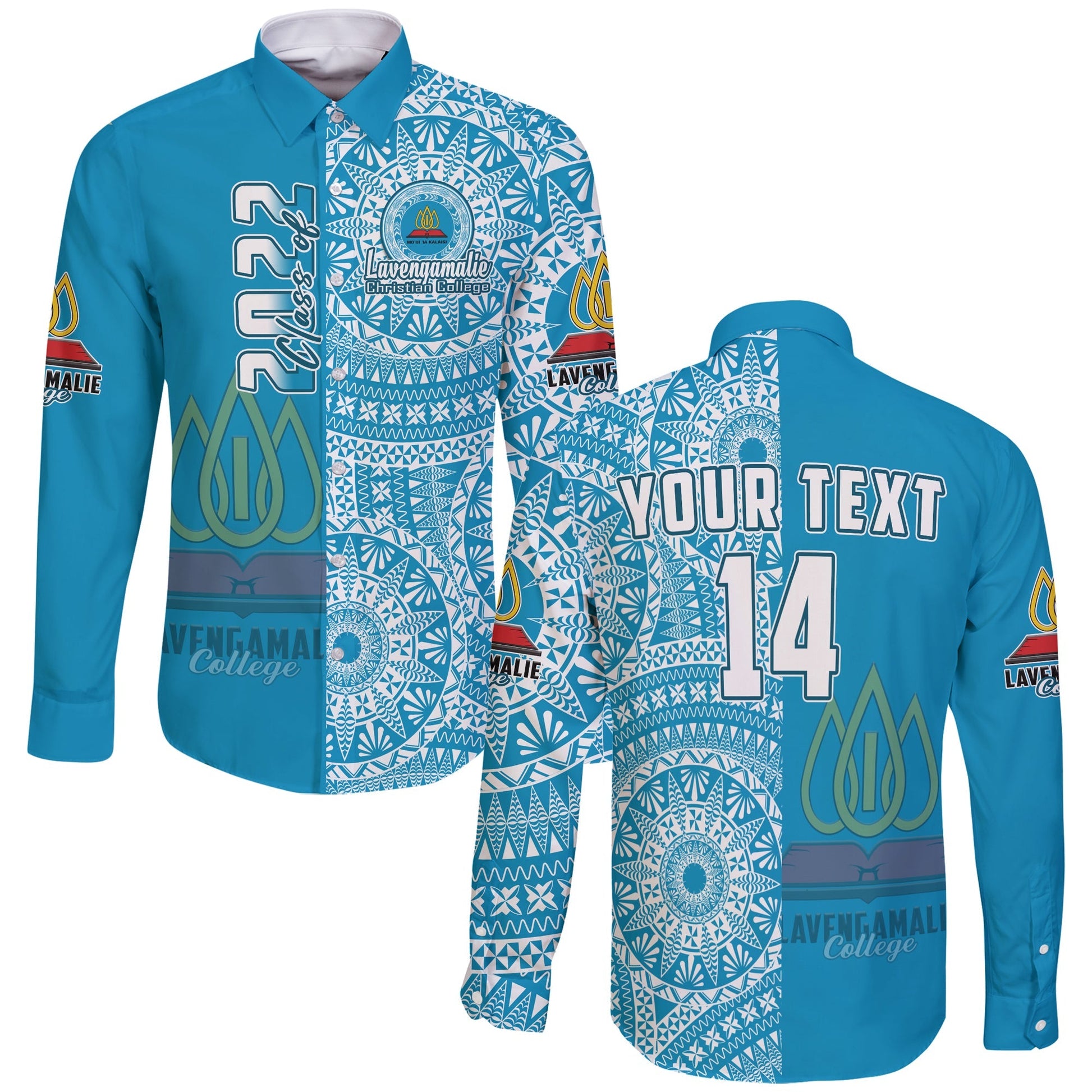 (Custom Personalised) Lavengamalie Tonga College Long Sleeve Button Shirt Class Of Year Tongan Ngatu Pattern