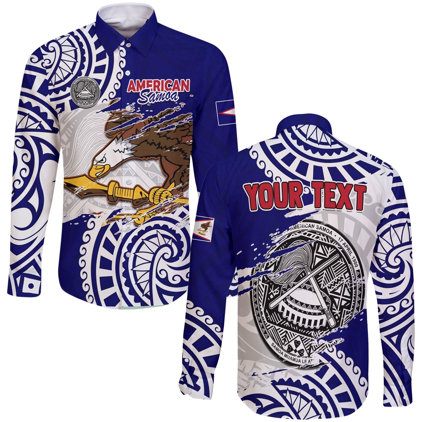 (Custom Personalised) American Samoa Independence Day Long Sleeve Button Shirt Polynesian Special Version