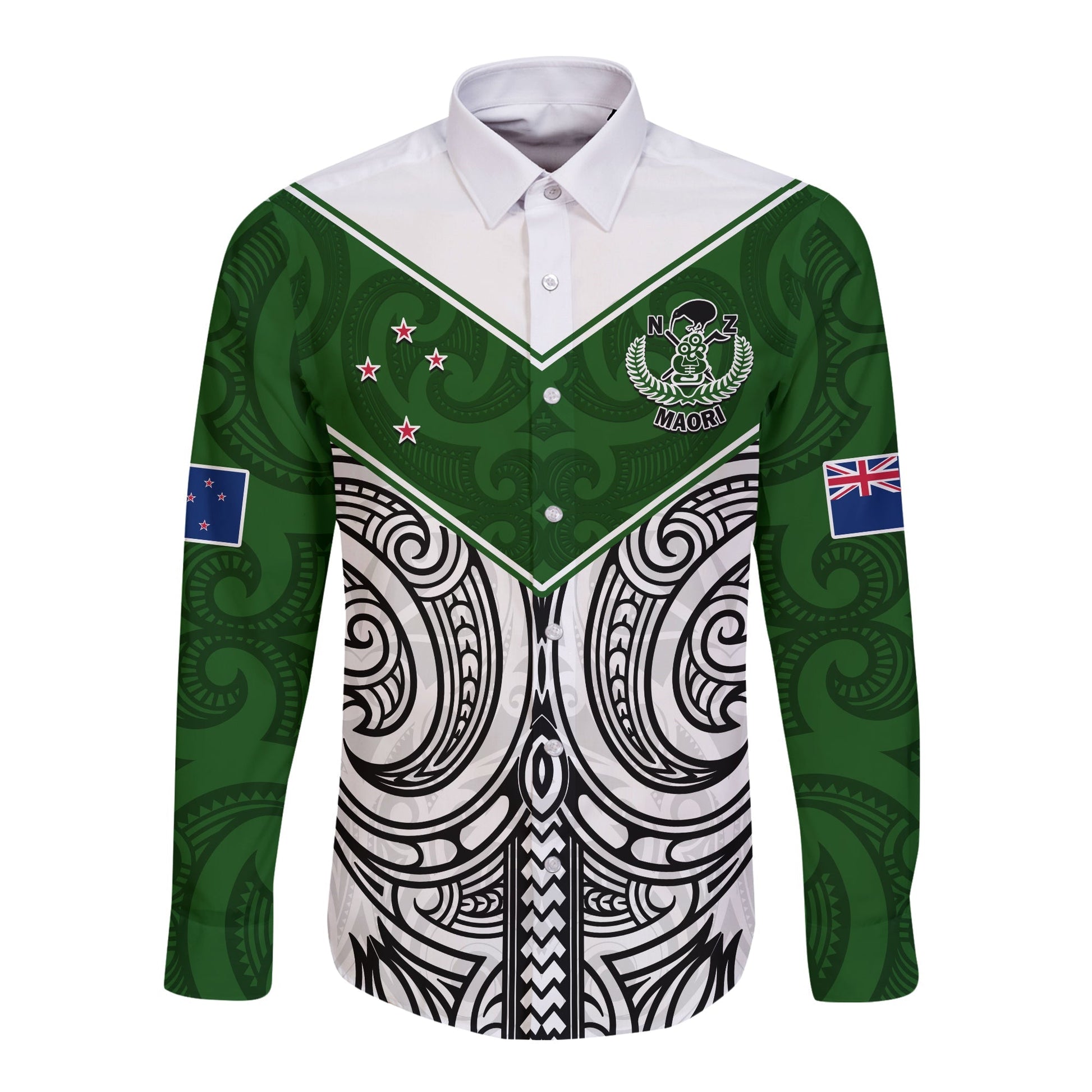 New Zealand Silver Fern Rugby Long Sleeve Button Shirt Maori Pacific