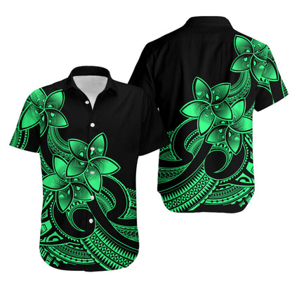 Polynesian Couple Matching Outfits Plumeria Flowers Couples Bodycon Dress Hawaiian Shirt Polynesian Tribal Green Vibe