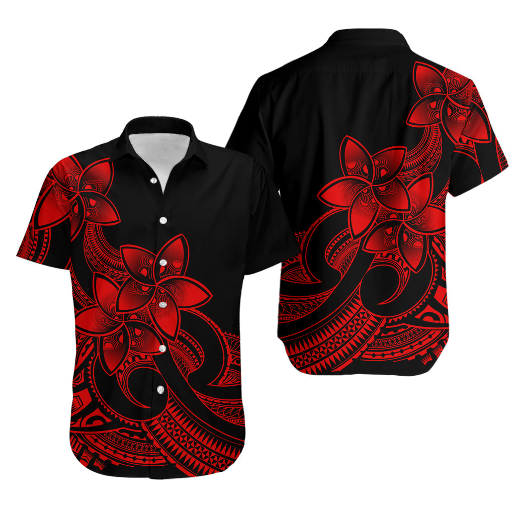 Polynesian Couple Outfits Plumeria Flowers Couples Bodycon Dress Hawaiian Shirt Polynesian Tribal Red Vibe