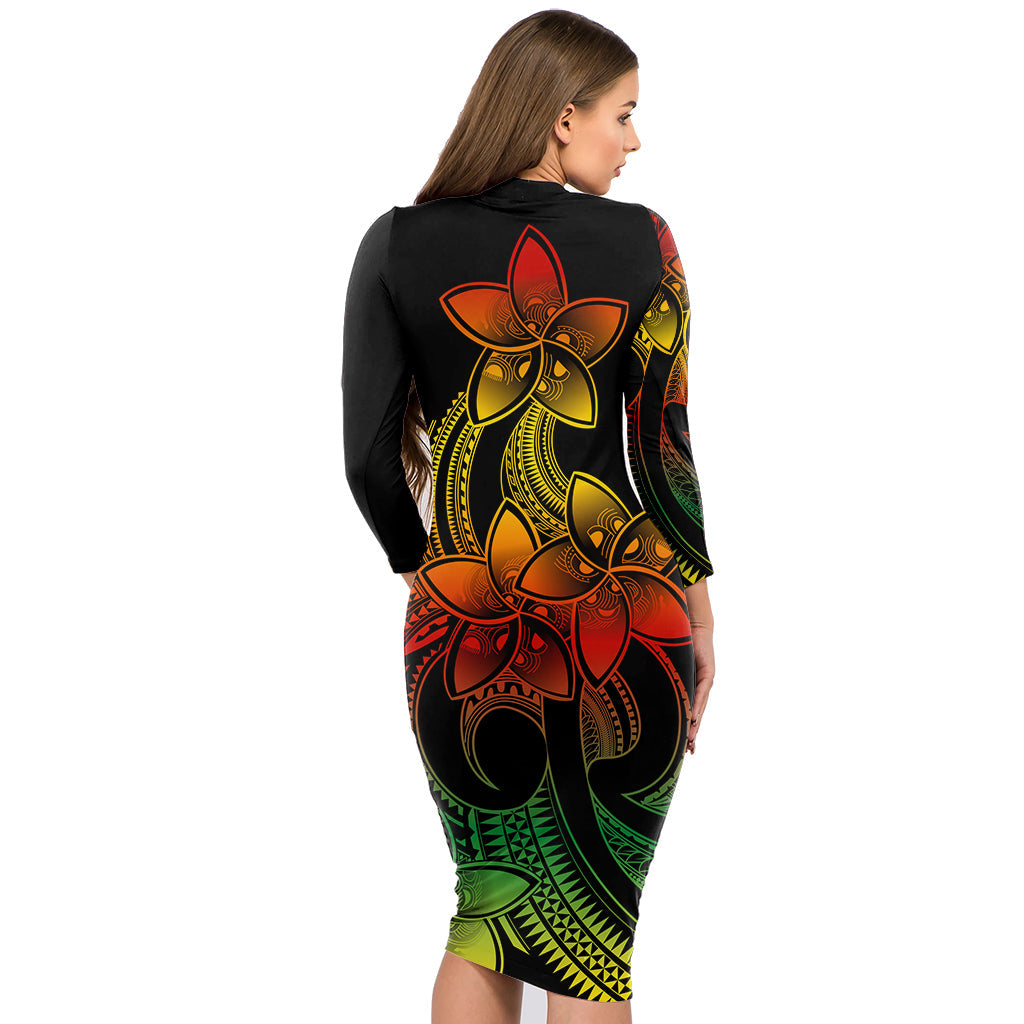 Polynesian Couple Outfits Plumeria Flowers Couples Bodycon Dress Hawaiian Shirt Polynesian Tribal Reggae Vibe