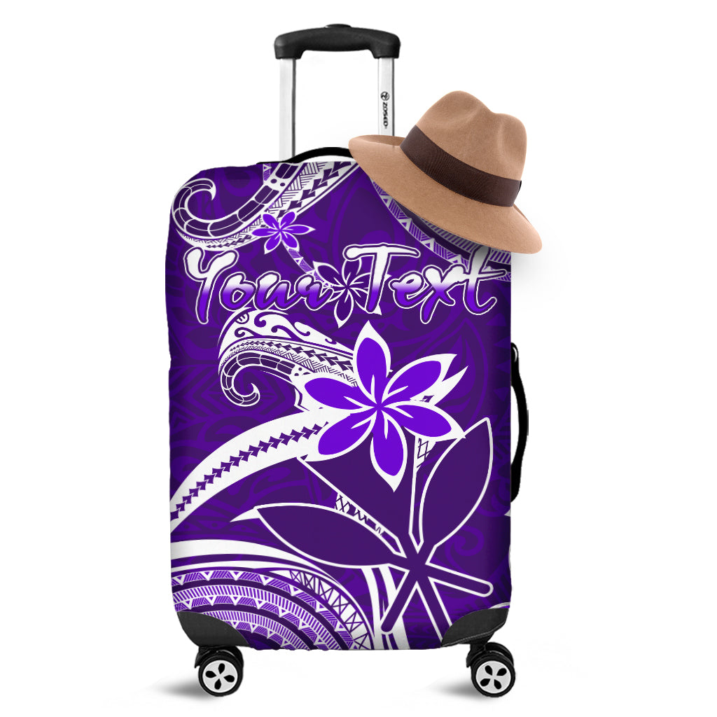 (Custom Personalised) Hawaii Flowers Wave Luggage Cover Kanaka Maoli Purple Polynesian