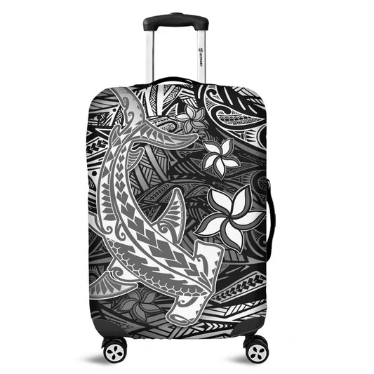 Polynesian Luggage Cover Black Hawaiian Tribal Hammerhead Shark