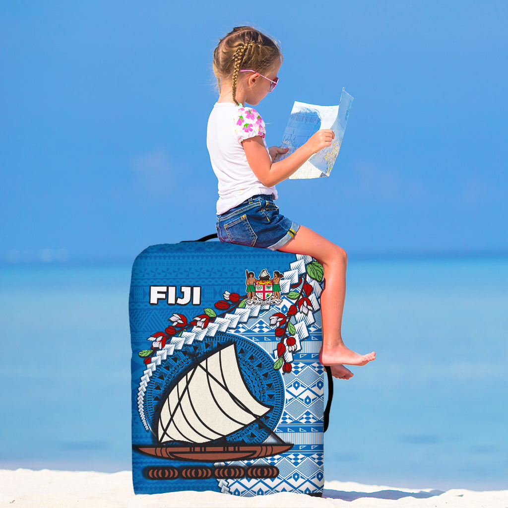 Fiji Luggage Cover Fijian Drua Mix Tagimaucia Flower Blue Style