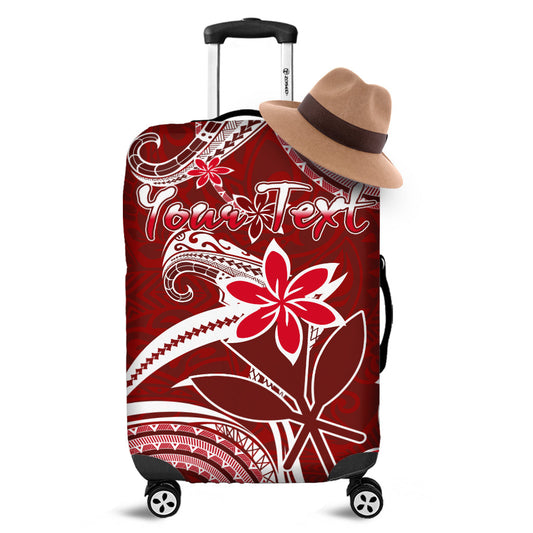 (Custom Personalised) Hawaii Flowers Wave Luggage Cover Kanaka Maoli Red Polynesian