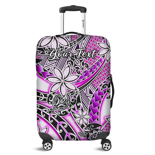 (Custom Personalised) Hawaii Luggage Cover Tribal Plumeria With Polynesian Turtle Ver.02