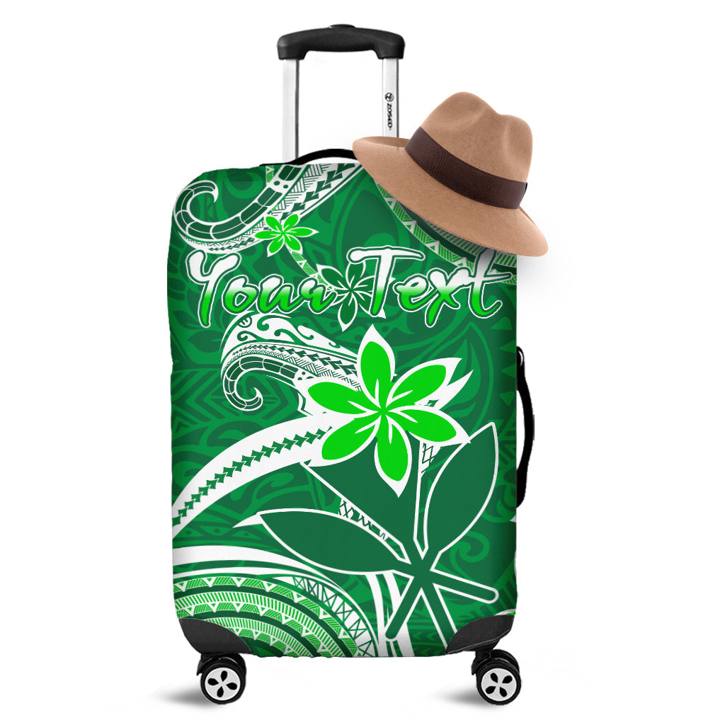 (Custom Personalised) Hawaii Flowers Wave Luggage Cover Kanaka Maoli Green Polynesian