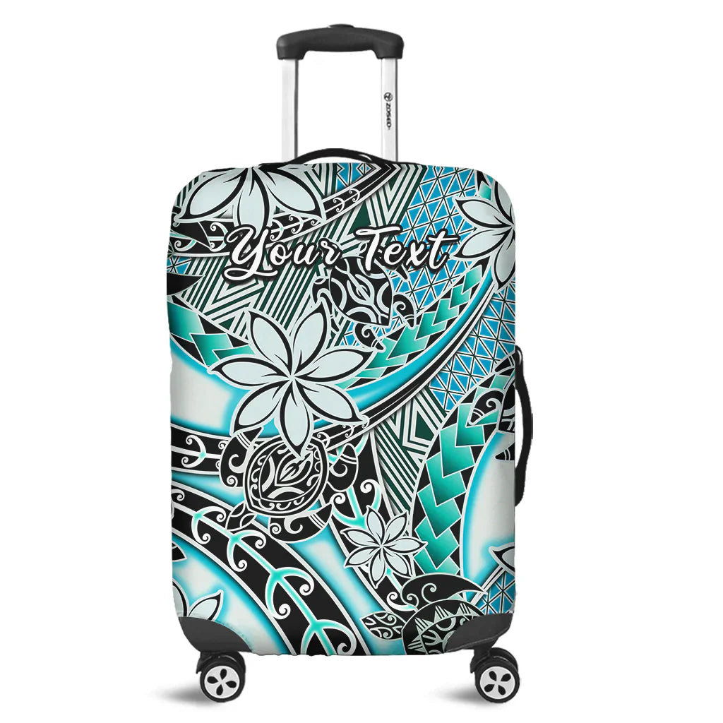 (Custom Personalised) Hawaii Luggage Cover Tribal Plumeria With Polynesian Turtle Ver.04