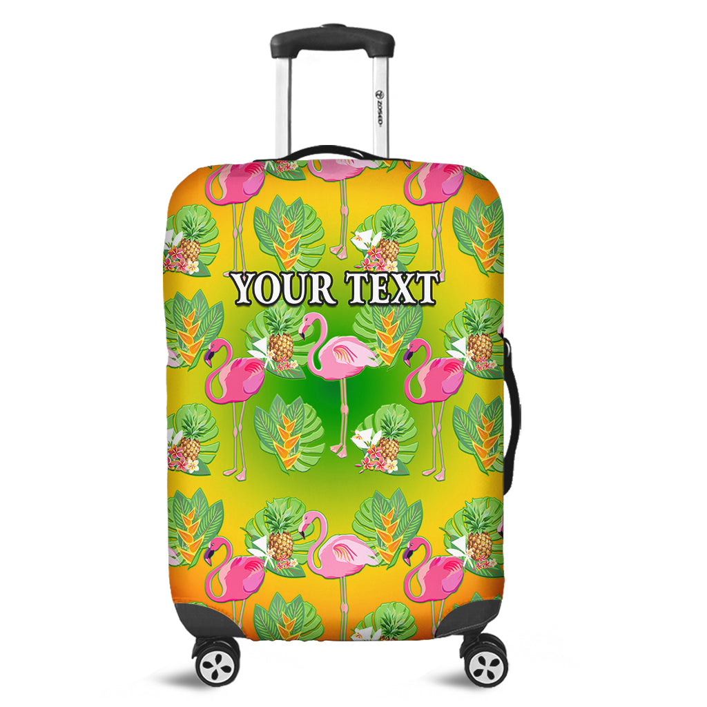 (Custom Personalised) Hawaii Luggage Cover Tropical Pattern With Pink Flamingos and Pineapple Ver.02