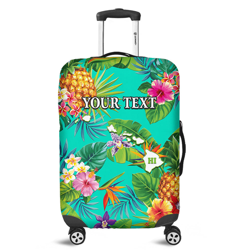 (Custom Personalised) Hawaii Luggage Cover Tropical Flowers Pinapple Hawaiian Map Ver.01