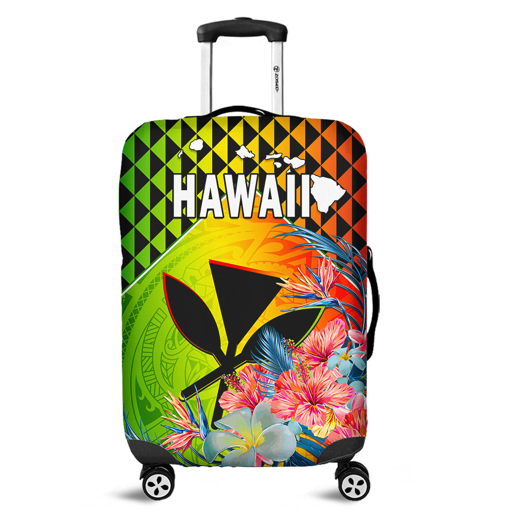 Hawaii Luggage Cover Hawaiian Tribal Kanaka Maoli Hibiscus