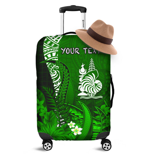 (Custom Personalised) New Caledonia Luggage Covers Nautilus Green Polynesian Hibiscus
