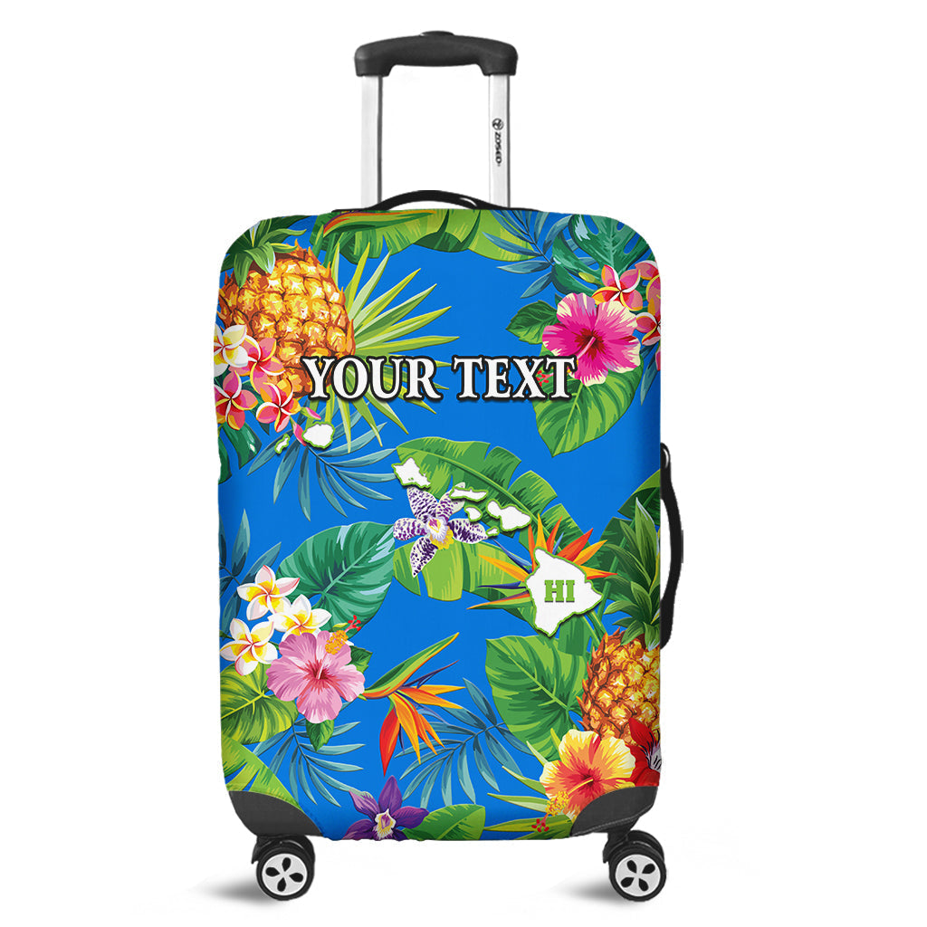 (Custom Personalised) Hawaii Luggage Cover Tropical Flowers Pinapple Hawaiian Map Ver.02