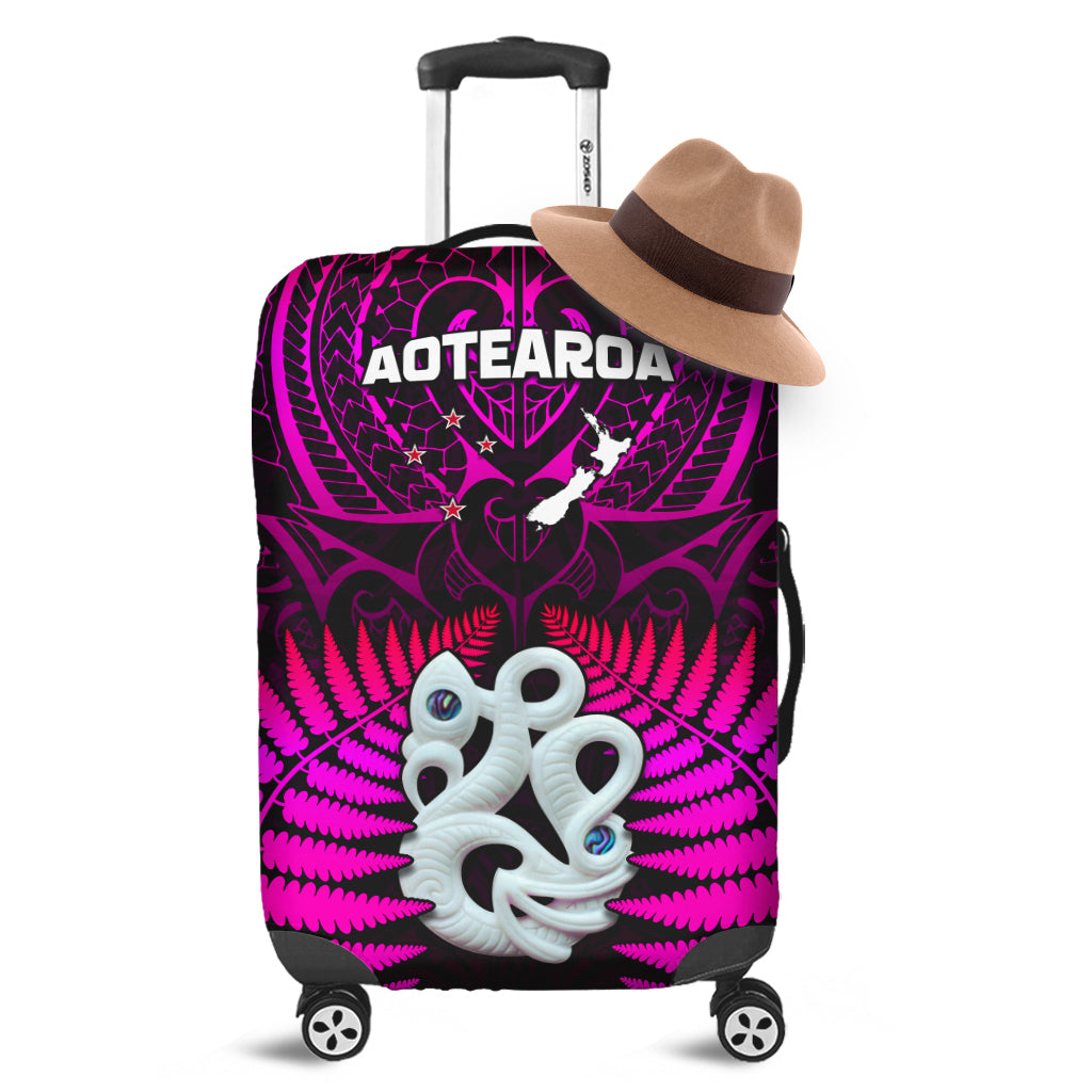 Aotearoa Fern Luggage Covers New Zealand Hei Tiki Purple Style
