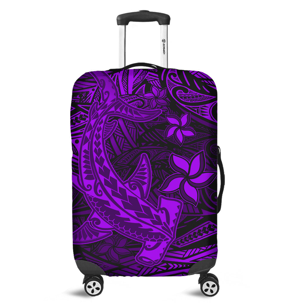 Polynesian Luggage Cover Purple Hawaiian Tribal Hammerhead Shark