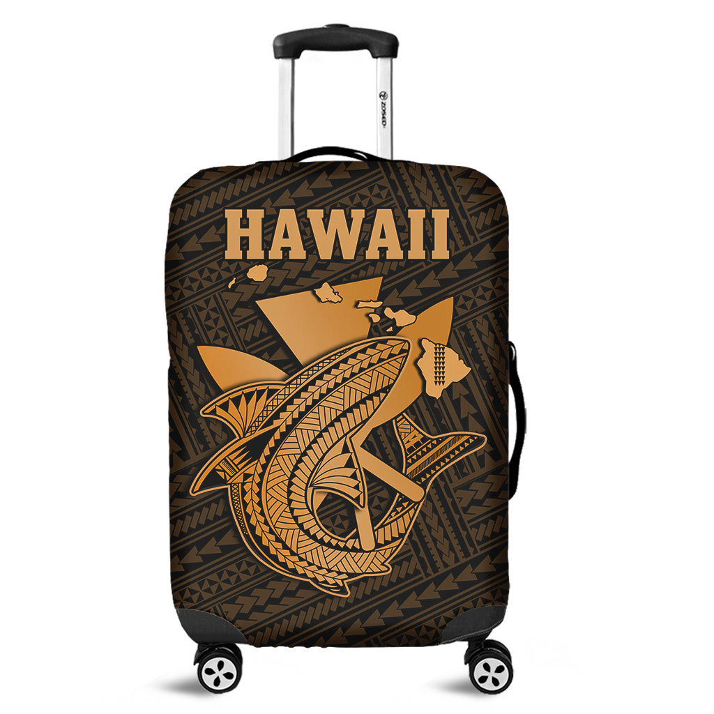 Hawaii Luggage Cover Kakau Kanaka Maoli Combine Polynesian Shark Ver.01