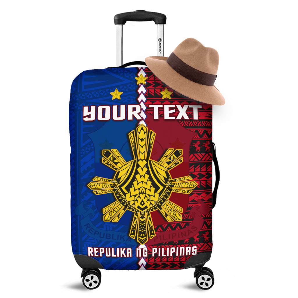 (Custom Personalised) Philippines Luggage Cover Pilipinas Sun Mix Polynesian Pattern