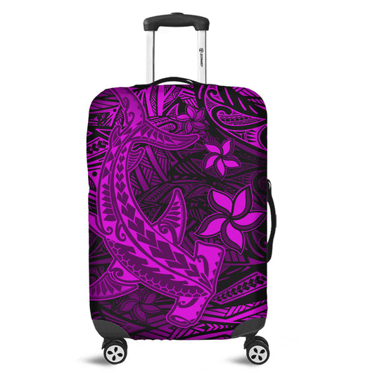 Polynesian Luggage Cover Pink Hawaiian Tribal Hammerhead Shark