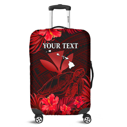(Custom Personalised) Hawaii Luggage Cover Hibiscus Kanaka Hawaiian Map Sea Turtle Ver.03