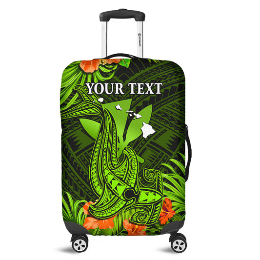 (Custom Personalised) Hawaii Luggage Cover Hibiscus Kanaka Hawaiian Map Shark Ver.02