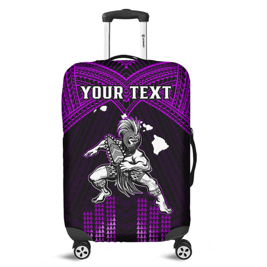 (Custom Personalised) Hawaii Luggage Cover Hawaiian Warrior With Weapon Polynesian Ver.04