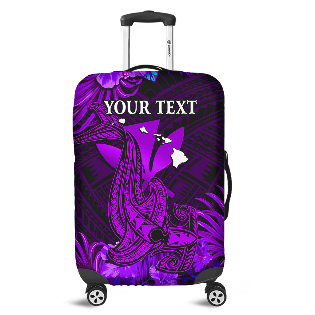 (Custom Personalised) Hawaii Luggage Cover Hibiscus Kanaka Hawaiian Map Shark Ver.05