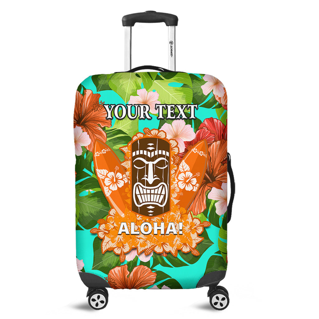 (Custom Personalised) Hawaii Luggage Cover Aloha Tiki Mask Hibiscus Flowers Ver.02