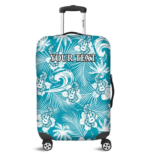 (Custom Personalised) Hawaii Luggage Cover Ukulele Tropical Beach Palm Trees And Hibiscus Ver.01