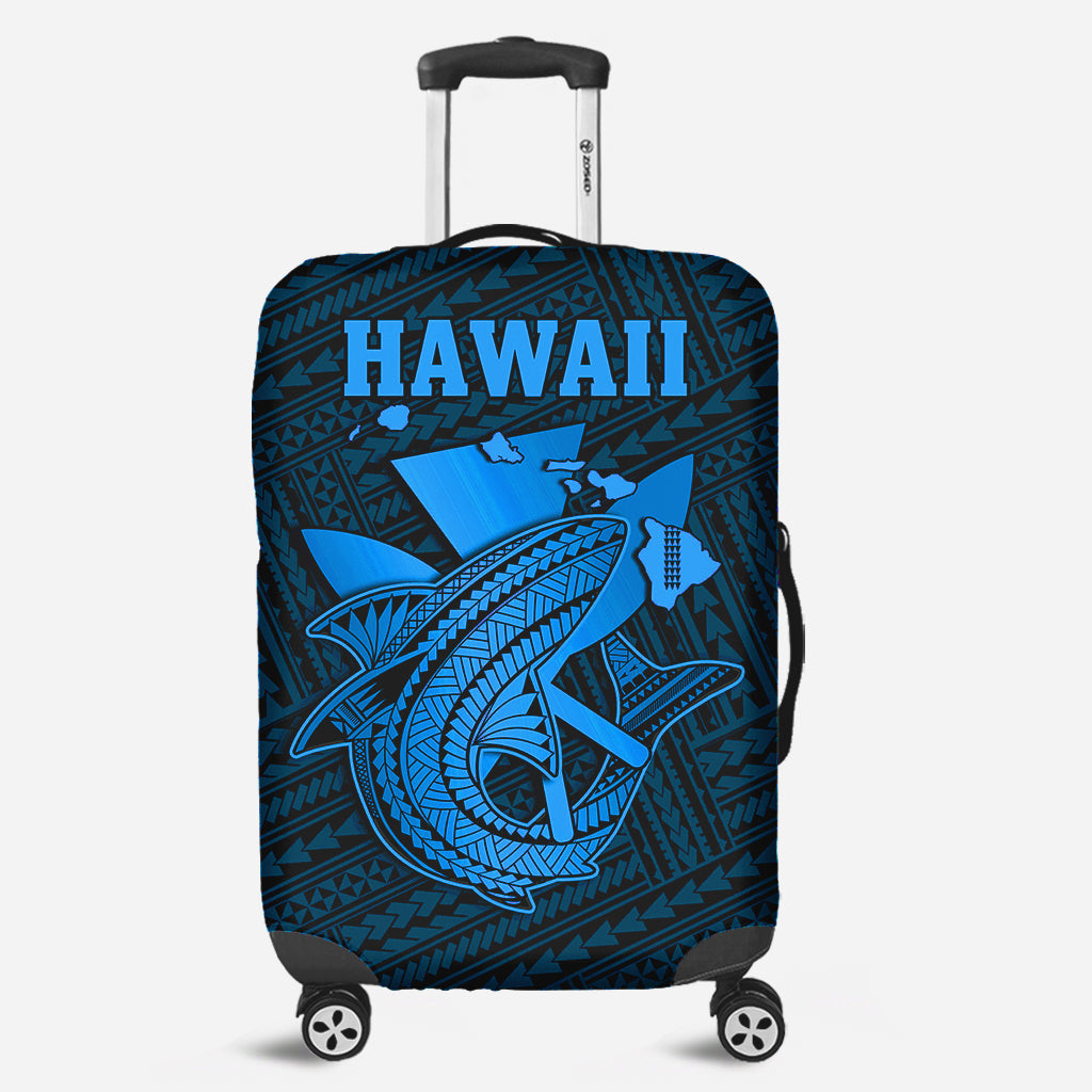 Hawaii Luggage Cover Kakau Kanaka Maoli Combine Polynesian Shark Ver.03