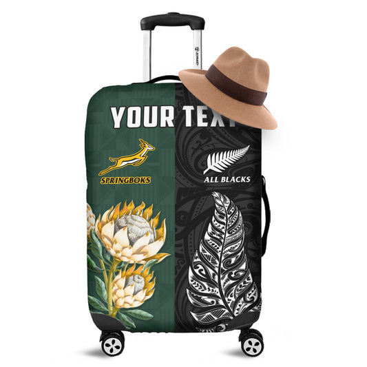 (Custom Personalised) South Africa Protea and New Zealand Fern Luggage Covers Rugby Go Springboks vs All Black
