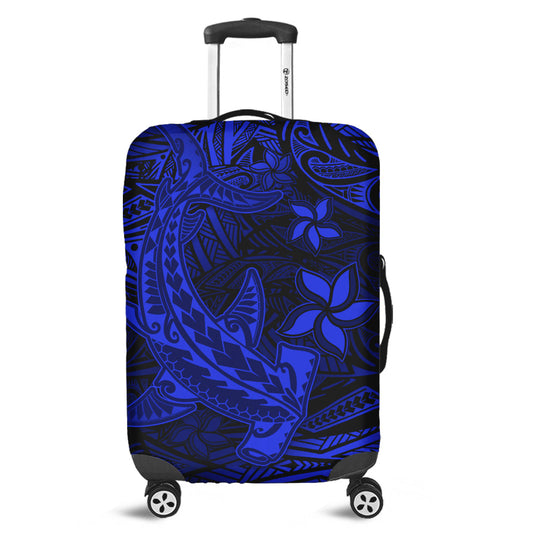Polynesian Luggage Cover Blue Hawaiian Tribal Hammerhead Shark