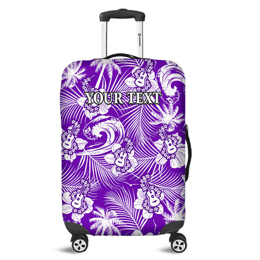 (Custom Personalised) Hawaii Luggage Cover Ukulele Tropical Beach Palm Trees And Hibiscus Ver.06