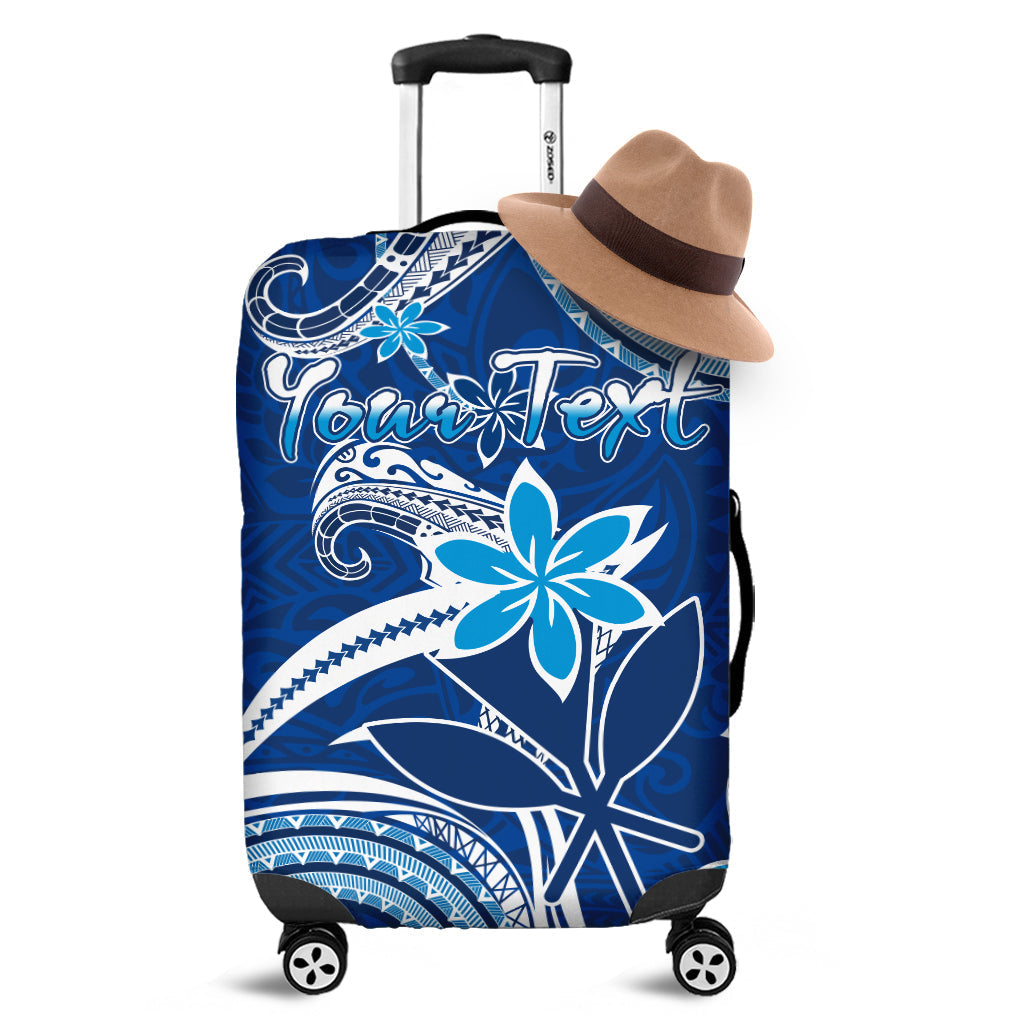 (Custom Personalised) Hawaii Flowers Wave Luggage Cover Kanaka Maoli Blue Polynesian