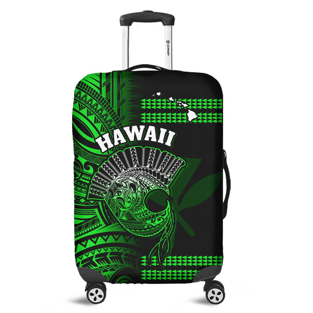 Hawaii Luggage Cover Kakau Warrior Helmet Gradient White Polynesian Ver.02