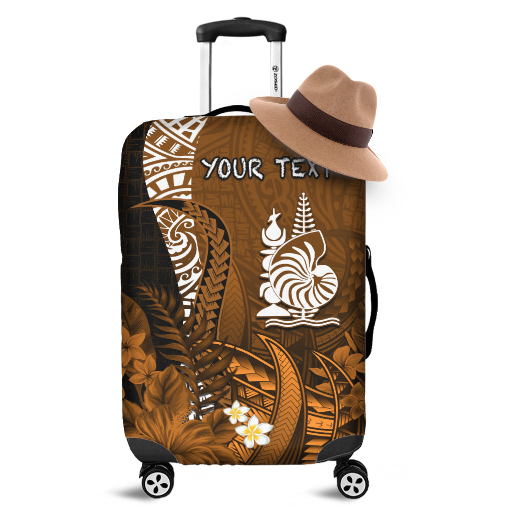 (Custom Personalised) New Caledonia Luggage Covers Nautilus Gold Polynesian Hibiscus