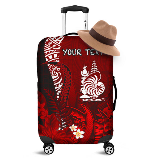 (Custom Personalised) New Caledonia Luggage Covers Nautilus Red Polynesian Hibiscus