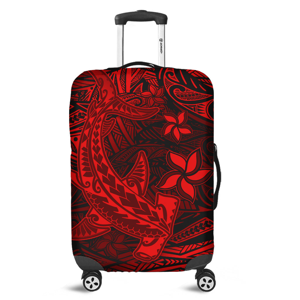 Polynesian Luggage Cover Red Hawaiian Tribal Hammerhead Shark