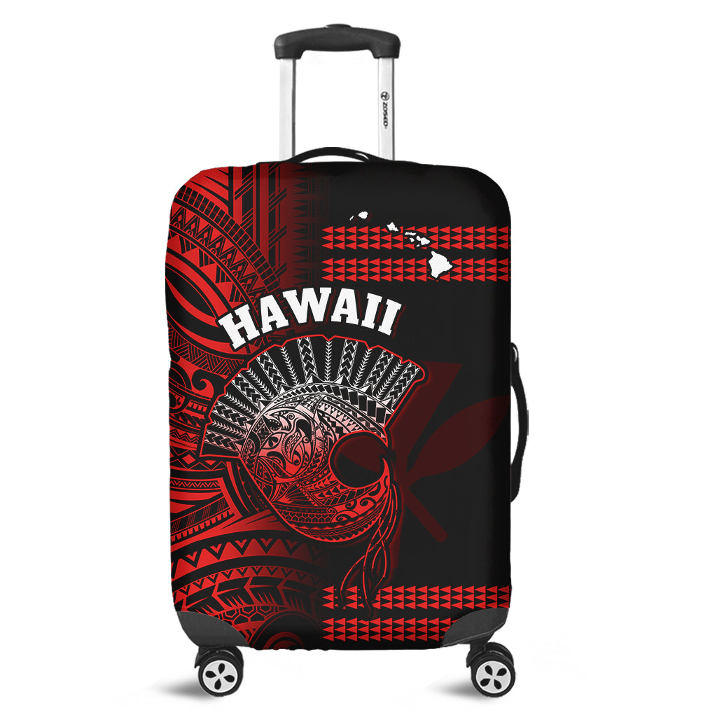 Hawaii Luggage Cover Kakau Warrior Helmet Gradient White Polynesian Ver.01