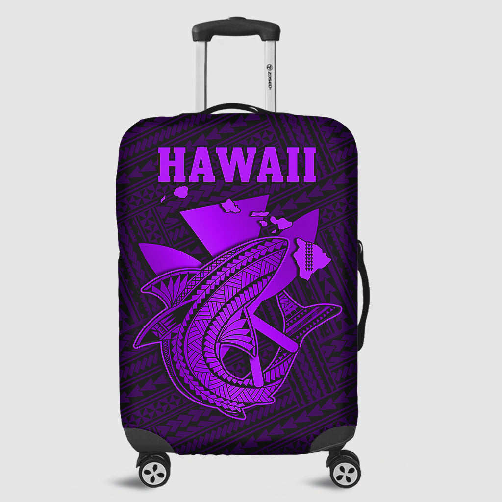Hawaii Luggage Cover Kakau Kanaka Maoli Combine Polynesian Shark Ver.05