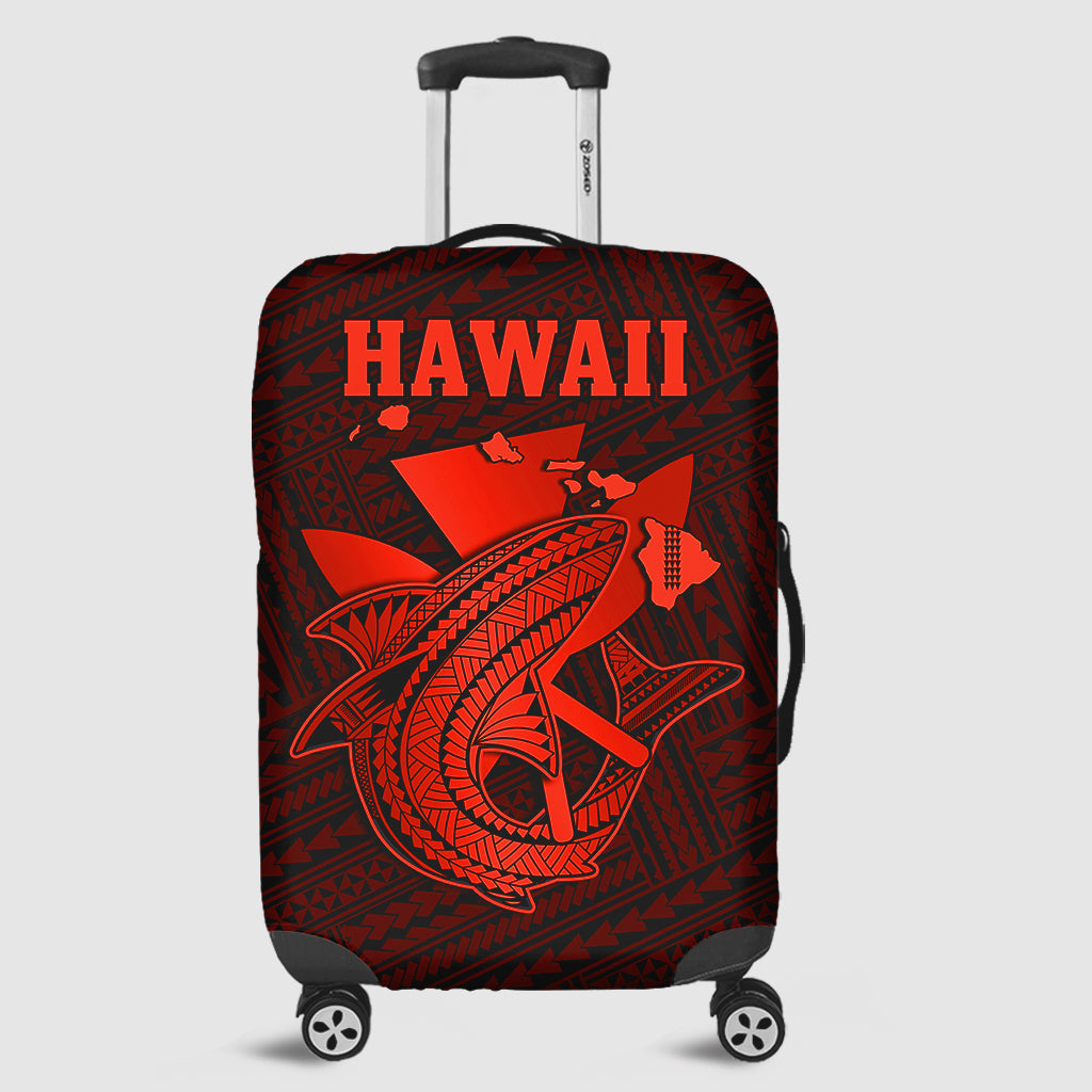 Hawaii Luggage Cover Kakau Kanaka Maoli Combine Polynesian Shark Ver.06