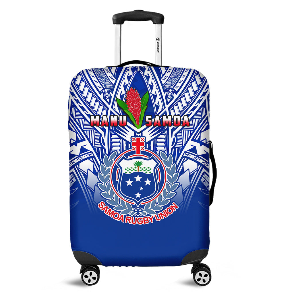 Samoa Rugby Luggage Cover Manu Samoa 7s Ginger Blue Polynesian