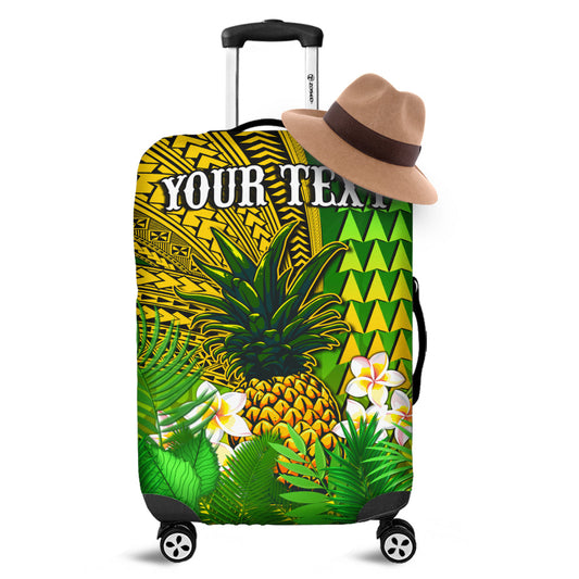 (Custom Personalised) Hawaii Pineapple Luggage Covers Plumeria Frangipani Mix Tribal Pattern