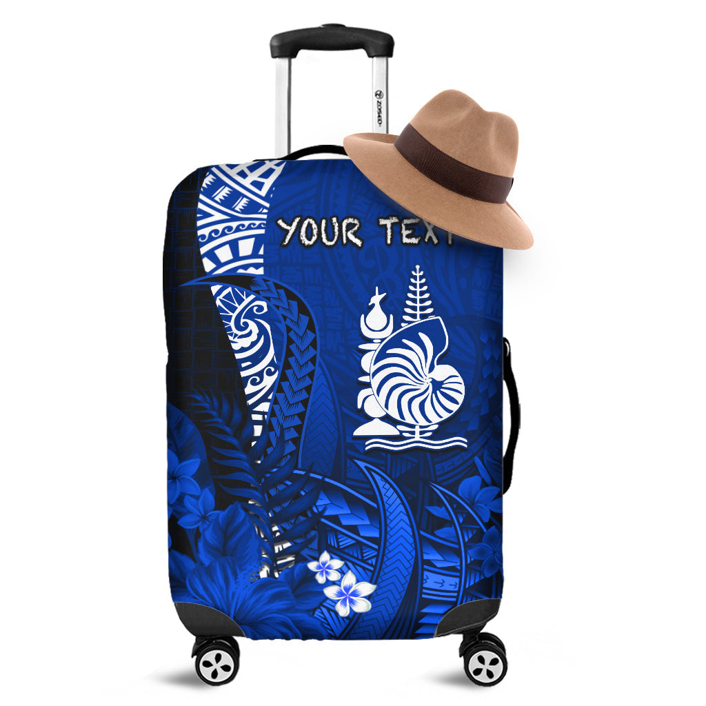 (Custom Personalised) New Caledonia Luggage Covers Nautilus Blue Polynesian Hibiscus