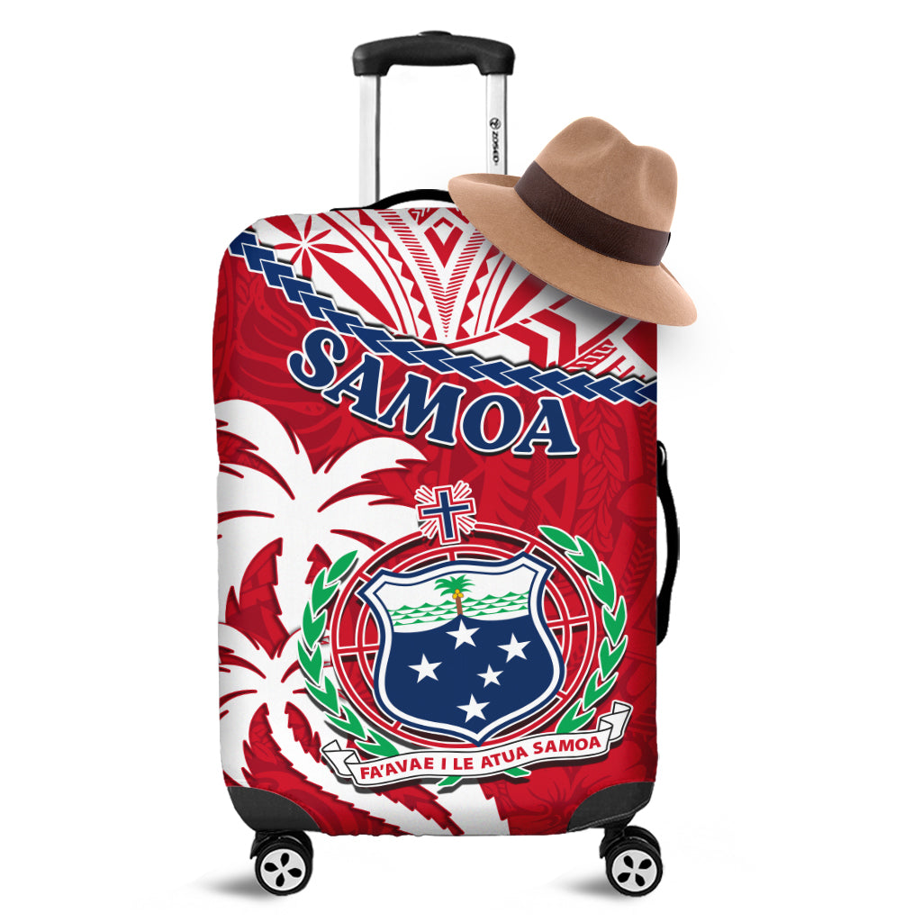 Samoa Luggage Cover Samoan Coat Of Arms With Coconut Red Style