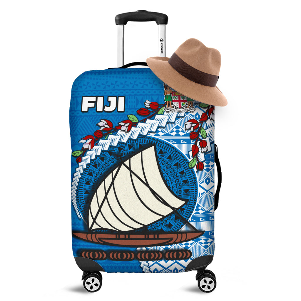 Fiji Luggage Cover Fijian Drua Mix Tagimaucia Flower Blue Style
