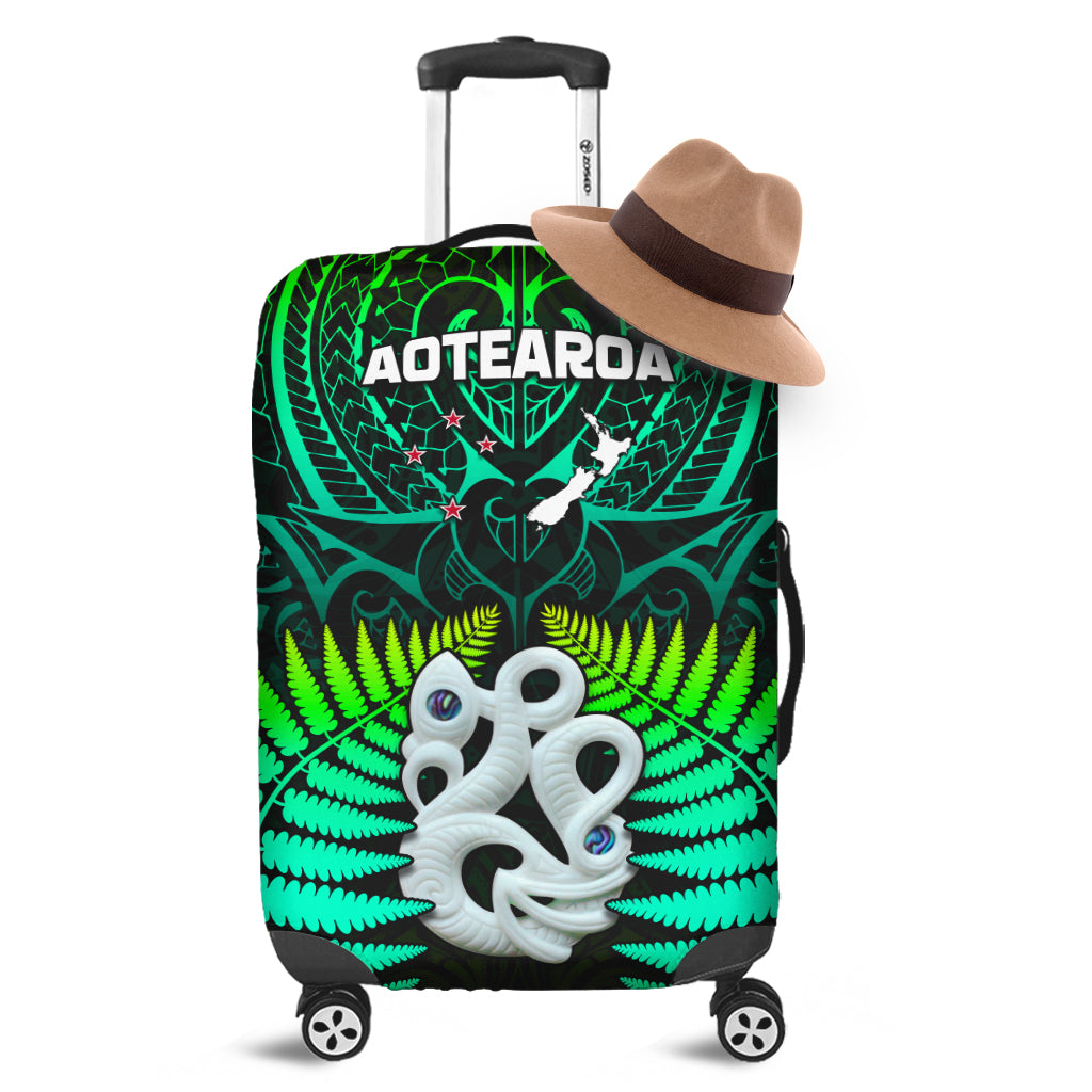 Aotearoa Fern Luggage Covers New Zealand Hei Tiki Green Style