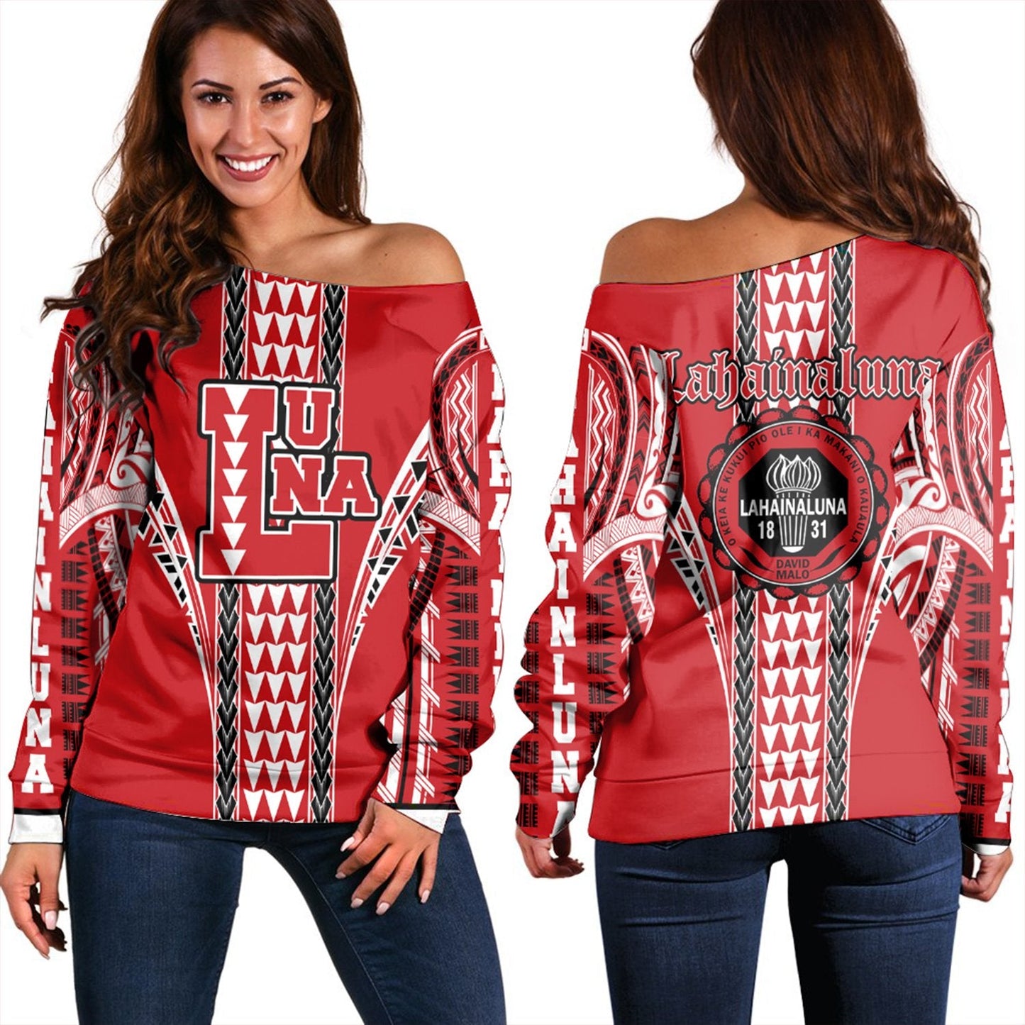 Hawaii Lahainaluna High Women's Off Shoulder Sweatshirt AH