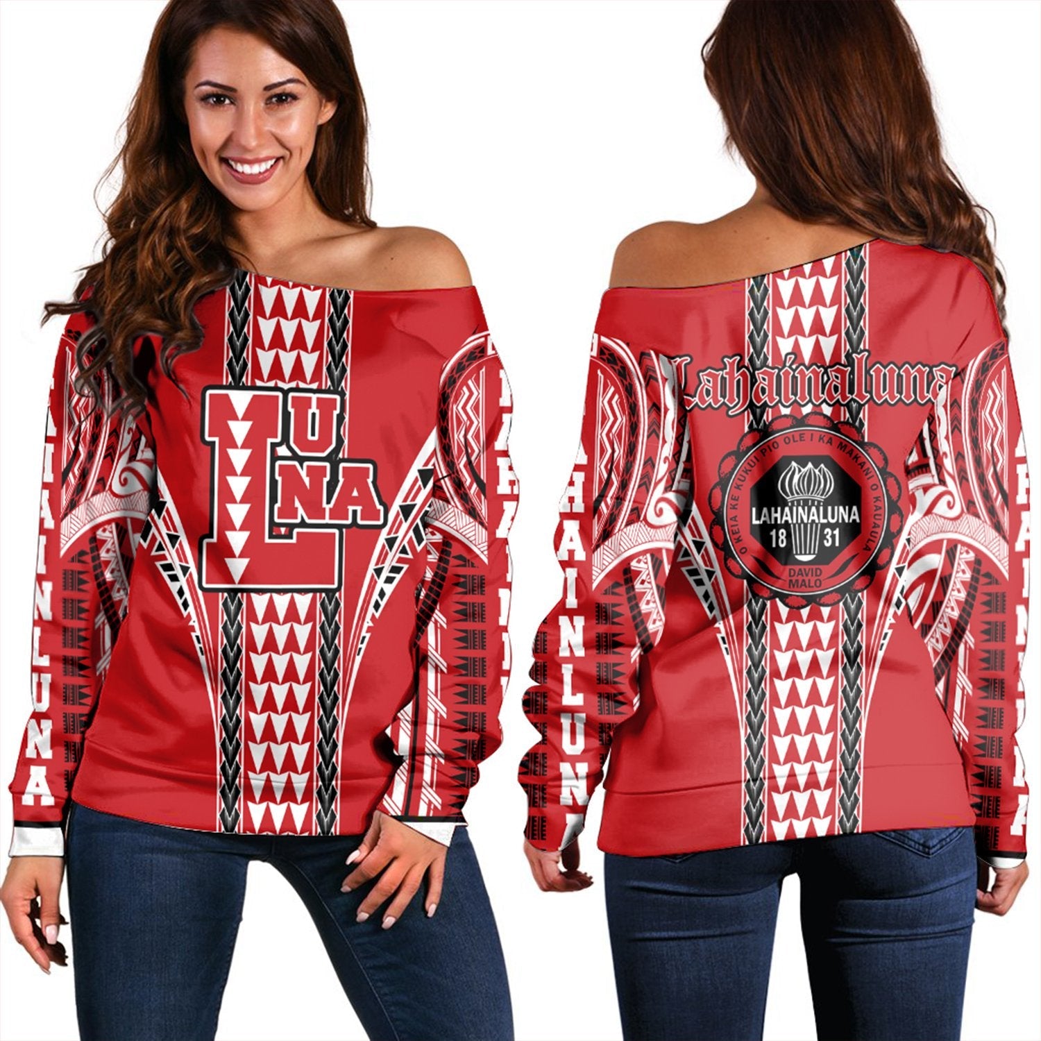 Hawaii Lahainaluna High Women's Off Shoulder Sweatshirt AH